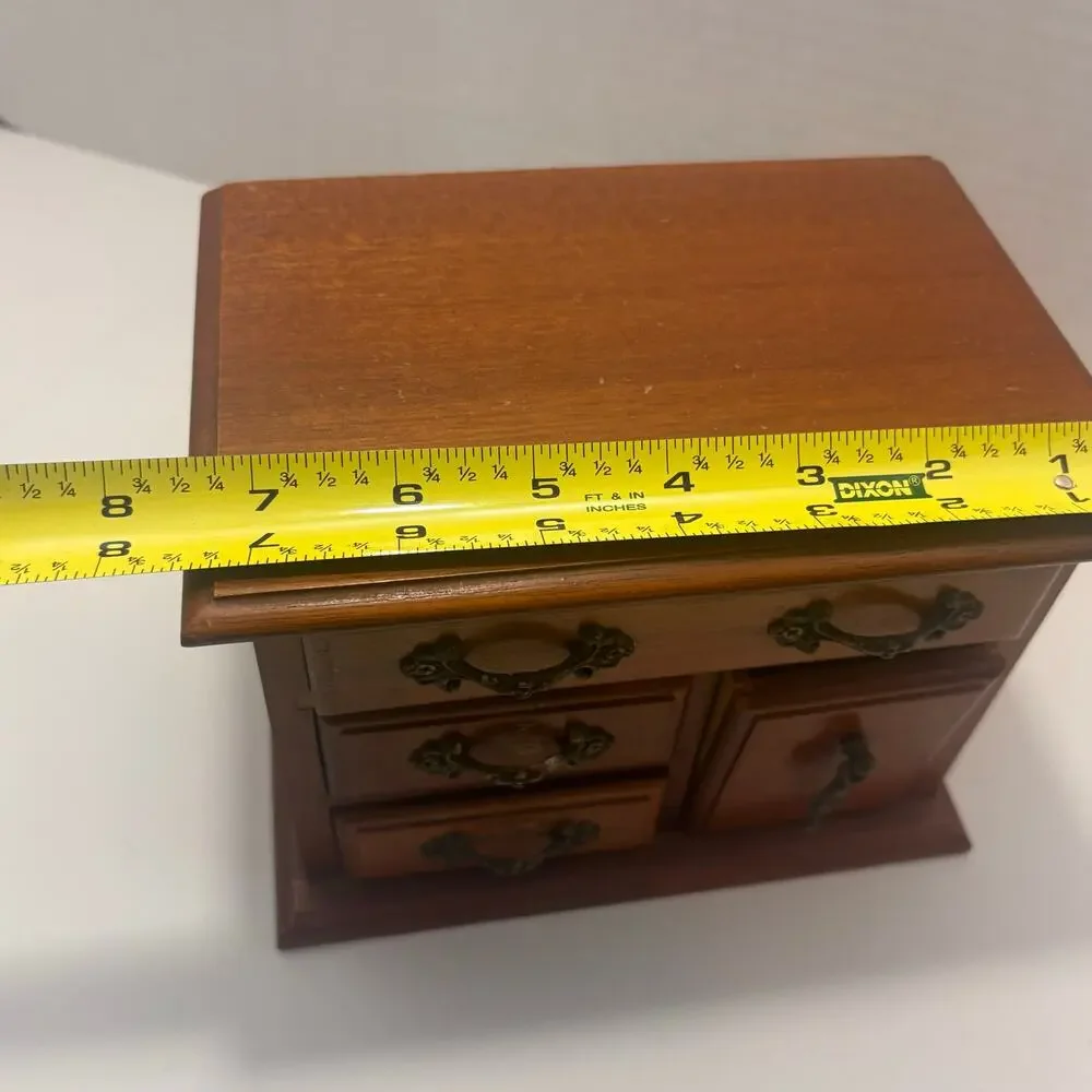 Vintage Powell Wooden Jewelry Box Mini Dresser Chest Organiser 4 Drawer Taiwan